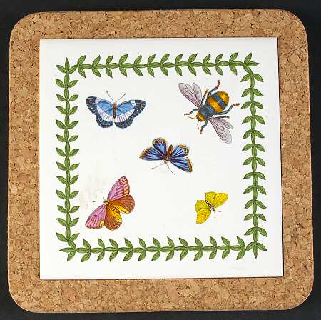 Botanic Garden Butterflies Square Cork Back Trivet
