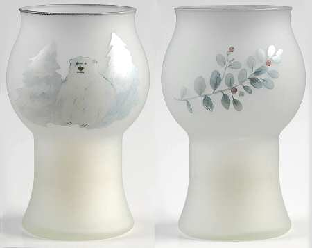 Winter Frost Glass Mini Pillr Float Candleholder - Set of 2