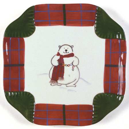 Snow Bear Square Luncheon Plate