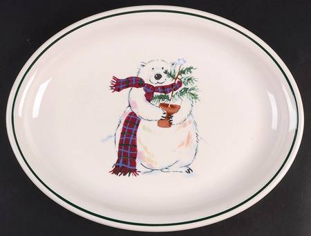 Snow Bear 13" Oval Serving Platter