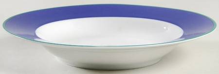 Two Tone (Blue Rim) Large Rim Soup Bowl