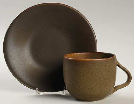 Ellipse Brown Flat Cup & Saucer Set