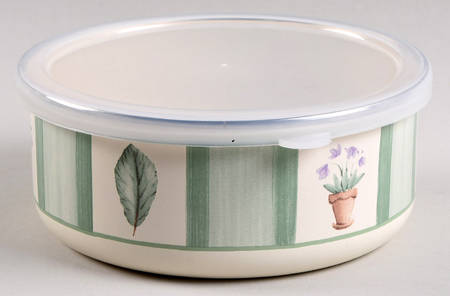 Flower Garden Bowl-Metal 5 3/4 W/Plastic Lid