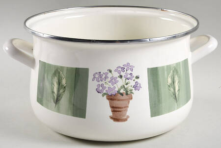 Flower Garden 4 Quart Metal Casserole No Lid