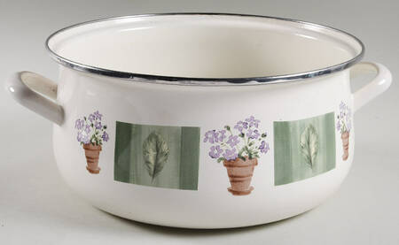 Flower Garden 6 Quart Metal Covered Casserole No Lid