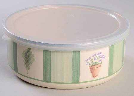 Flower Garden 6 5/8" Metal Bowl W/Plastic Lid