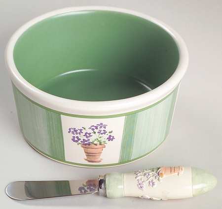Flower Garden Dip Bowl & Spreader Set