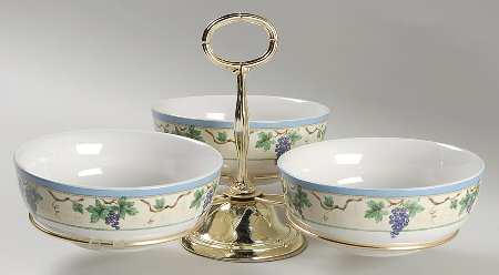 Merlot 7" x 12" 3-Part Relish & Metal Stand (CERC) HC