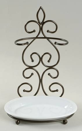 Veranda White Double Spoon Rest & Metal Holder