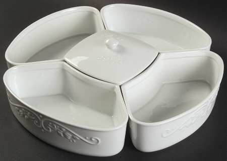 Veranda White Entertaining 6pc(4sides Dishes+1 Center Dish&Lid)