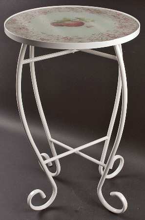Delicious Round Metal Table W/Tempered Glass by Pfaltzgraff