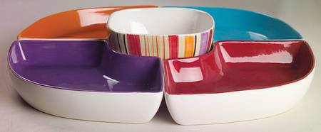 Equator (5 Pc) Chip & Dip Set (1 Square Bowl + 4 L Sides)