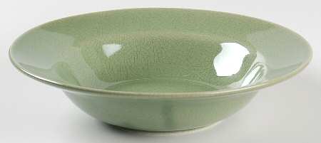 Crackle Green Rim Soup Bowl