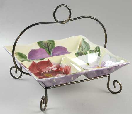 Flower Market Square Divided Server with Metal Rack