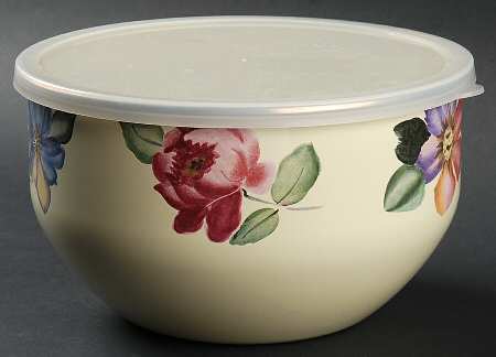 Flower Market 7 3/4" Metal Bowl W/Plastic Lid