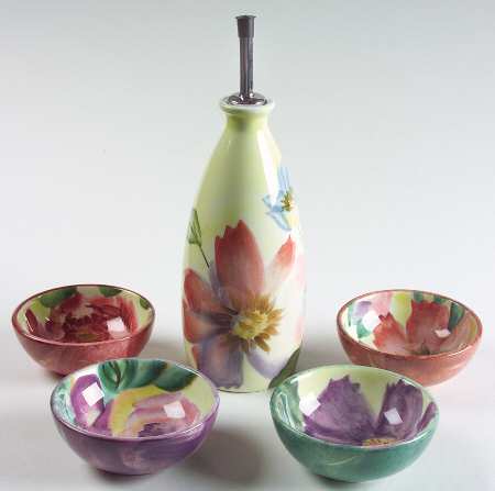 Flower Market Oil Jar Drizzler with 4 Motif Dipping Dish