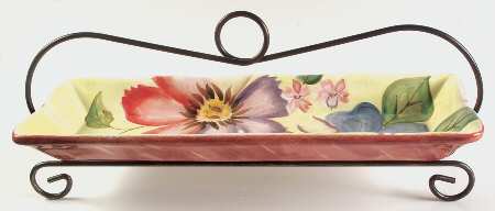 Flower Market 18" Rectangular Server with Metal Stand