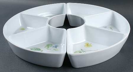 Vienna Floral Melamine 2 Pc Umbrella Tray(2-3sect Cresenttrays)