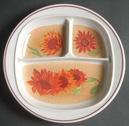 Evening Sun Melamine Adult Divided Plate
