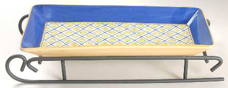 Villa Della Luna Sled Server-11" Rectangular Tray W/Iron Sled Stand
