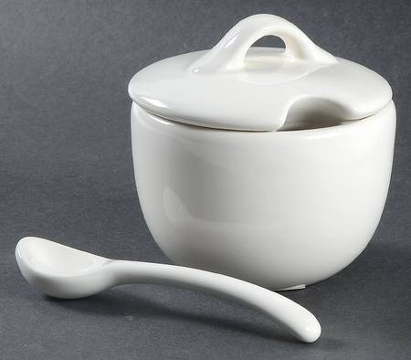 Sausalito Blanca (White) Sugar Bowl & Lid W/Spoon