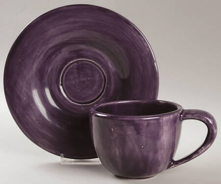 Sausalito Fig (Purple) Flat Cup & Saucer Set
