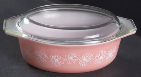 Pink Daisy 1.5 Quart Oval Covered Casserole