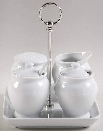 Great White Collection (Rim Shape) 8 Piece Condiment Set (SS,CRMT2,SUMT2,HP)