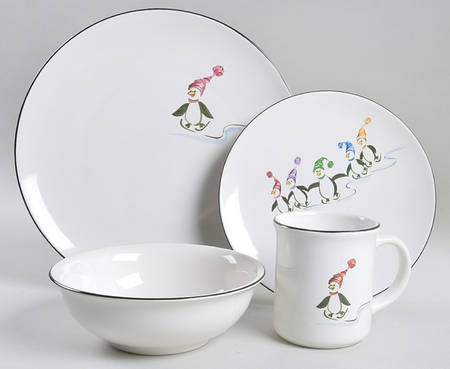 Penguin Skate 4 Piece Place Setting