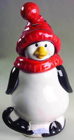 Penguin Skate Figural Cookie Jar & Lid