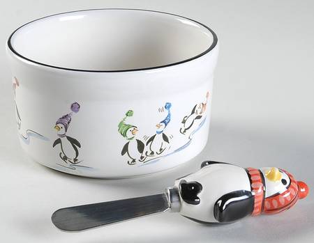 Penguin Skate Dip Bowl & Spreader Set