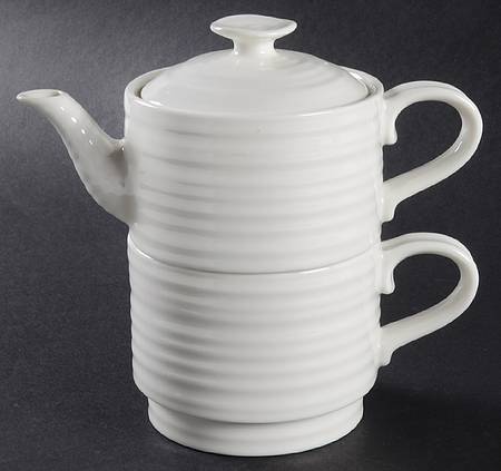 Sophie Conran White Individual Teapot & Lid w/Stacking Cup