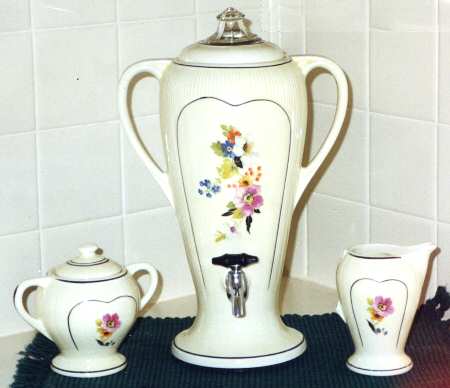 Pink Flower Electric Coffee Urn & Lid with Cord by Porcelier