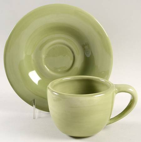Sausalito Sage Green Flat Cup & Saucer Set