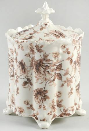 Brown Toile Biscuit Barrel & Lid