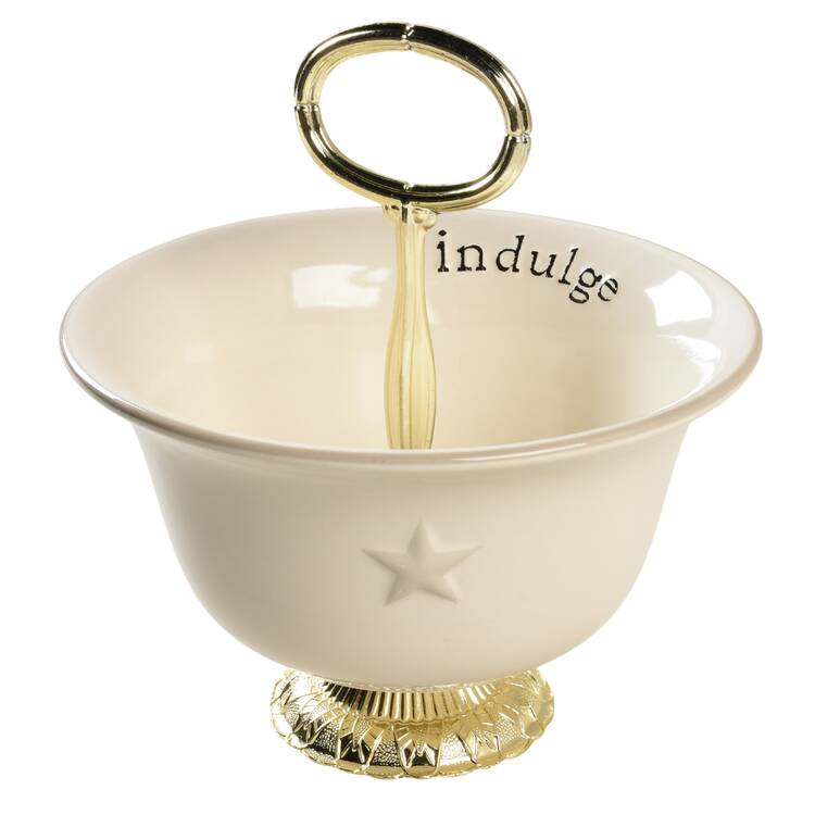 Word Expressions (Embossed Words) 6"-7" Handled Footed Nut Dish HC