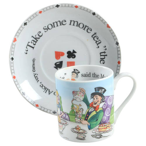 Alice in Wonderland's Cafe Flat Cup & Saucer Set by Cardew Design