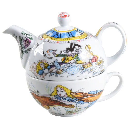 Alice in Wonderland's Cafe Individual Teapot & Lid with Cup