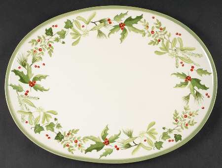 Holly & Ivy 14" Oval Serving Platter