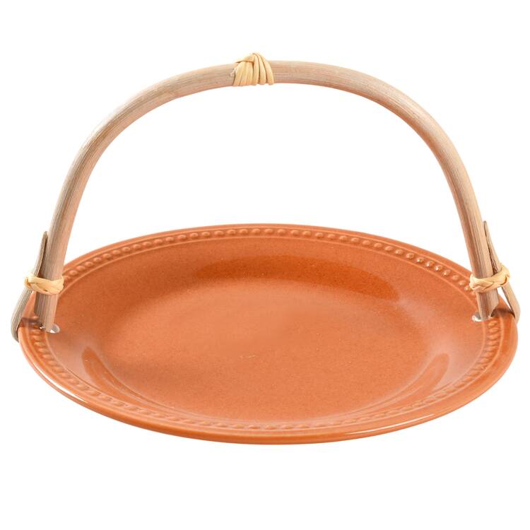 Spice Route Nutmeg 5 3/8"-5 5/8" Bamboo Handled Serving Plate  HC