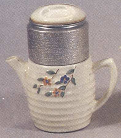 Beehive Floral Spray Small Coffee Pot & Lid w/Metal Drip by Porcelier