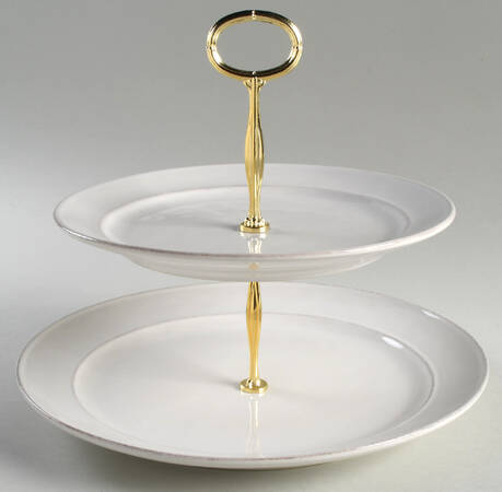 Cambria Stone (White) 6 5/8"-10"  2 Tiered Serving Tray (Dp, Sp) HC