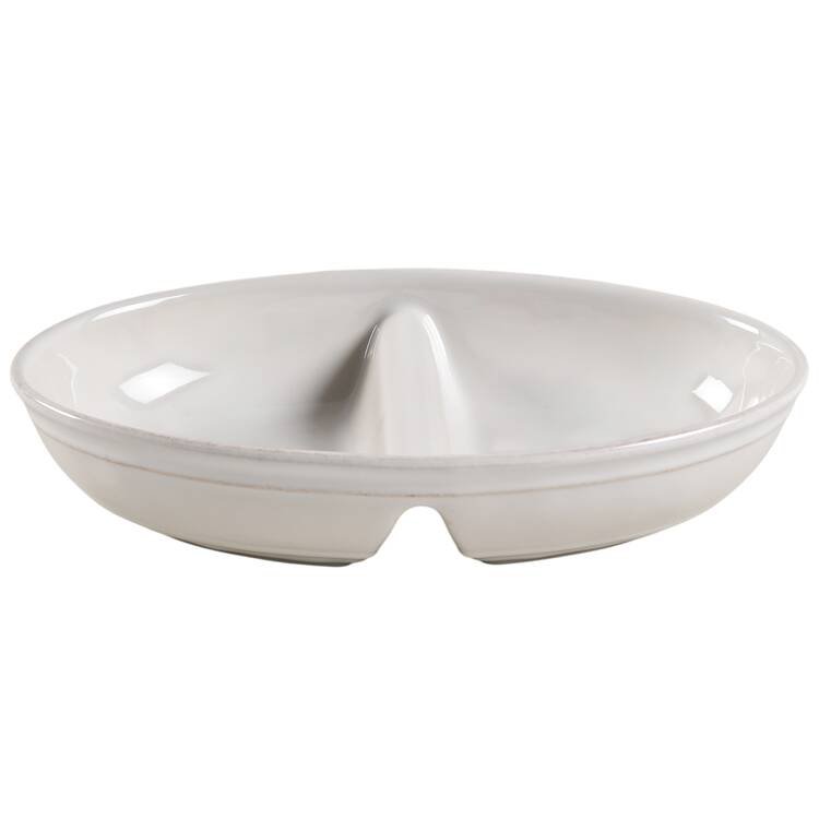 Cambria Stone (White) Oval Divided Vegetable Bowl by Pottery Barn China