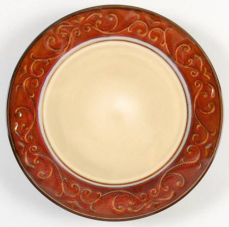 Red Scroll Salad Plate
