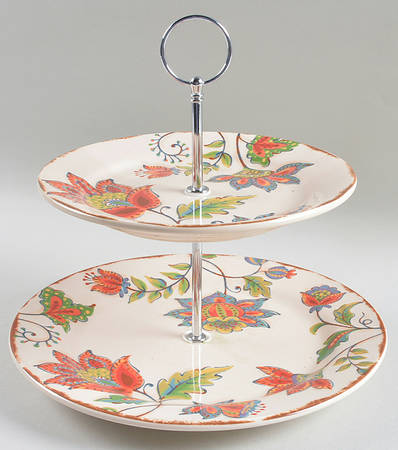 Elizabeth 2 Tiered Serving Tray (Dinner & Salad Plate)