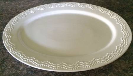 White Embossed 18" Oval Serving Platter