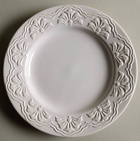 White Embossed Salad Plate