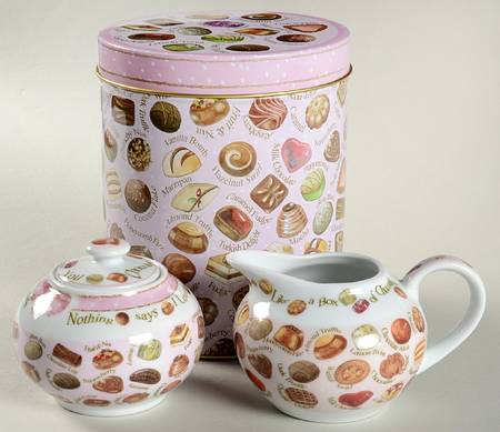 Chocolates Creamer & Sugar with Lid & Gift Tin