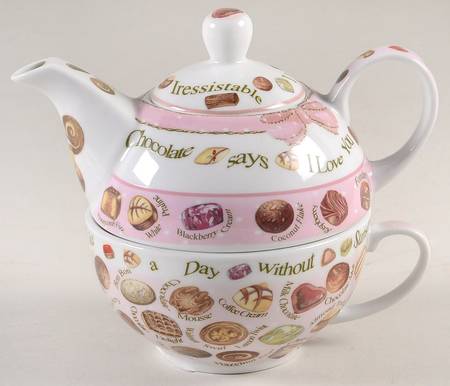 Chocolates Individual Teapot & Lid with Cup