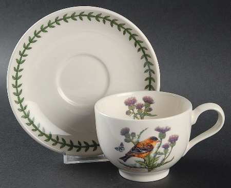 Botanic Garden Birds Flat Cup & Saucer Set